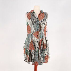 NWT IC BY CONNIE K Patchwork Inspired Lagenlook Sleeveless Tunic Vest Size L